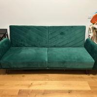 Divano letto 3 posti SENJA Velluto Verde smeraldo