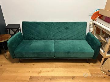 Divano letto 3 posti SENJA Velluto Verde smeraldo