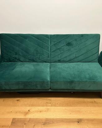 Divano letto 3 posti SENJA Velluto Verde smeraldo