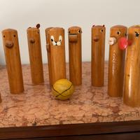 Birilli in legno raffiguranti animali anni 70