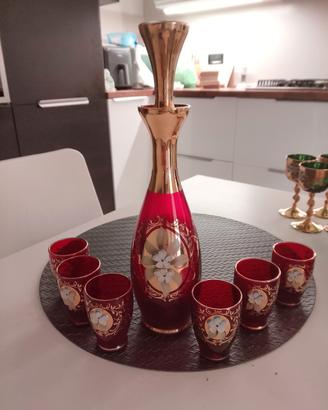 set da liquore in vetro di murano
