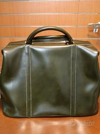 Borsa da viaggio in pelle verde scuro Vintage 
