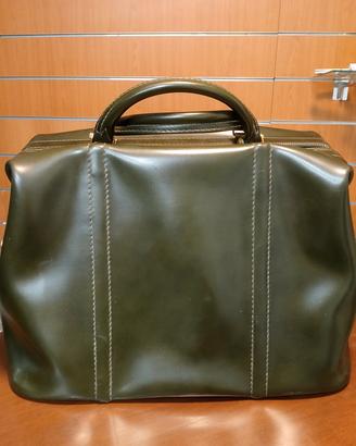 Borsa da viaggio in pelle verde scuro Vintage 