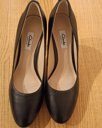 Décolleté pelle nera, nuova, Clarks, tg.39,5