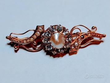 SPILLA ART DECO'  IN ORO ROSA