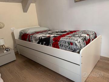 Letto singolo Ikea con secondo letto estraibile