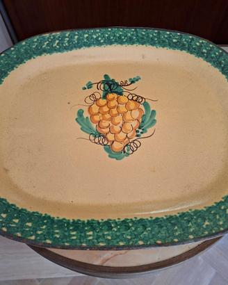 Vassoio ovale vintage in ceramica di Caltagirone