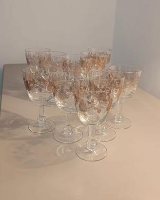 Set bicchieri   cristallo decorazioni  oro rosa