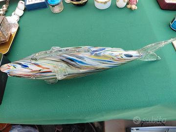 soprammobile pesce in vetro di Murano anni 70