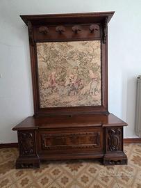 Mobile ingresso appendiabiti vintage con cassapanc