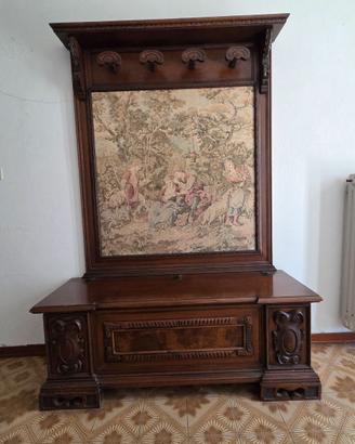 Mobile ingresso appendiabiti vintage con cassapanc