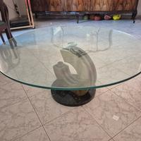 Tavolino in cristallo e marmo.