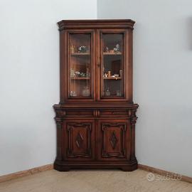 Credenza vetrina angolare classica in legno