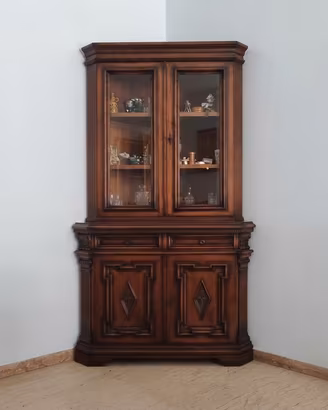 Credenza vetrina angolare classica in legno