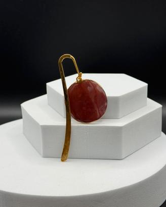 Segnalibro metallo con ciondolo rosso