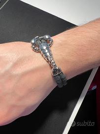 Bracciale Uomo in Pelle e Metallo Design Scorpione
