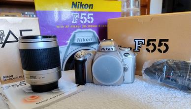 Fotocamera reflex 35mm e obiettivo Nikon F55 nuovo