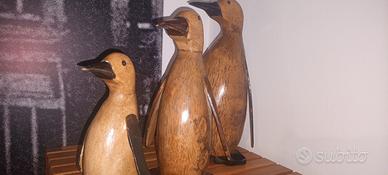 complemento d arredo pinguini in legno