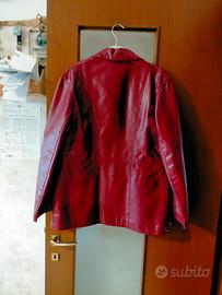 Giacca bordeaux in vera pelle