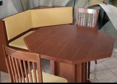 Tavolo ottagonale in ciliegio con 4 sedie