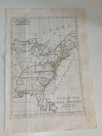 Carta Mappa Gli Stati Uniti Dell' America 1803
