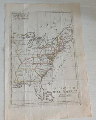 Carta Mappa Gli Stati Uniti Dell' America 1803
