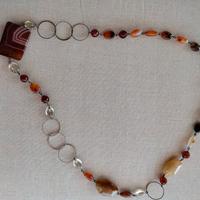COLLANA PIETRE CORNIOLA AGATE CRISTALLI DI ROCCA.