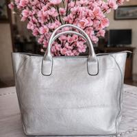 Borsa donna argento metallizzata – a mano e spalla