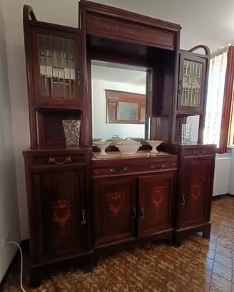 credenza con vetrina fine 800 con inserto in marmo