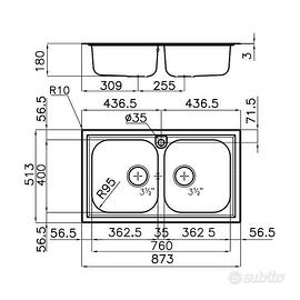 Lavello Foster in acciaio doppia vasca