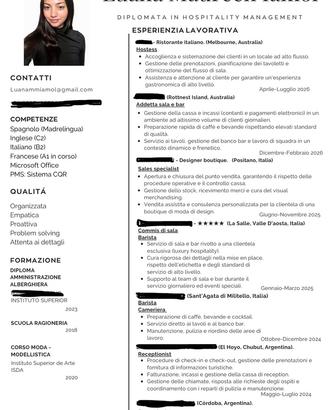 Demi Chef e cameriera/receptionist