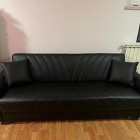 Divano letto nero con contenitore
