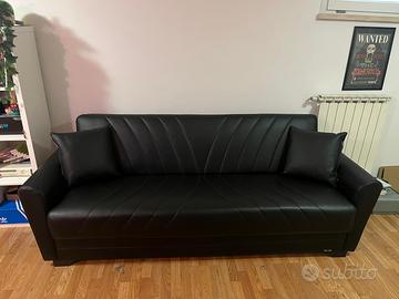 Divano letto nero con contenitore