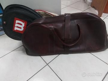 S-186-Borsone tennis vintage 1968- in pelle vera