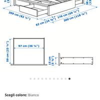 Letto matrimoniale con cassetti bianco 
