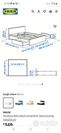 Letto matrimoniale con cassetti bianco 