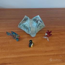 Portagioie con 3 statuine in vetro