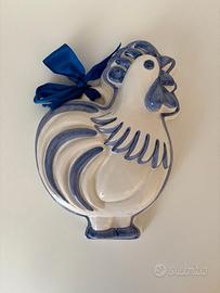 formella thun vintage gallo bianco blu riccio