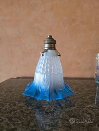 Antico paralume floreale in vetro