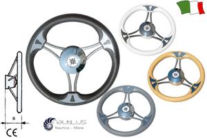 Volante poliur. e acciaio d. 35 avorio 3 raggi