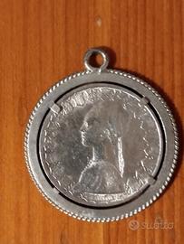 Moneta 500 lire argento e collana