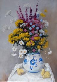 Dipinto Olio su tela natura morta Fiori 50x70