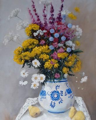 Dipinto Olio su tela natura morta Fiori 50x70