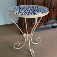 Tavolino Liberty base metallo e piano ceramica