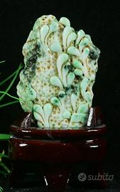 Scultura statua Giada verde non trattato naturale