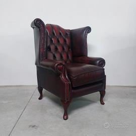 poltrona chesterfield queen anne nuova bordeaux 