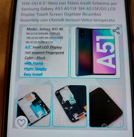 Schermo touch screen Samsung A51