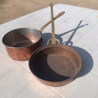 Padelle di rame antiche piccole da collezione