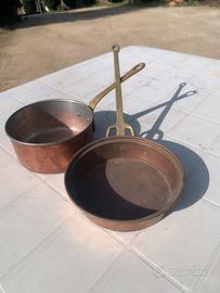 Padelle di rame antiche piccole da collezione