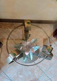 Tavolino rotondo vetro ferro fiori